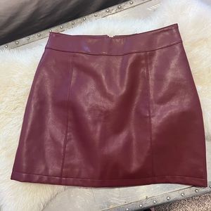 Red leather mini skirt small